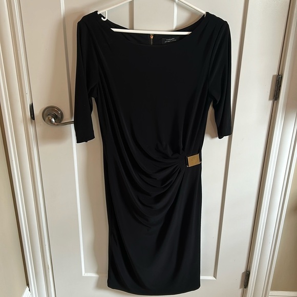Tahari Little Black Dress with Gold Accent & Zipper, size 8 - Picture 1 of 7